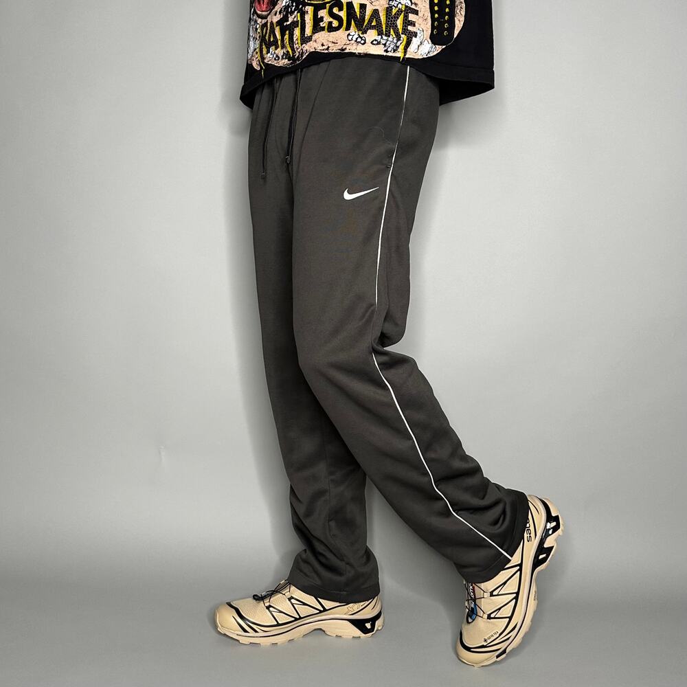 Vintage Y2K Nike Sweatpants Mens M Baggy Wide Leg Dark Grey White Polyester